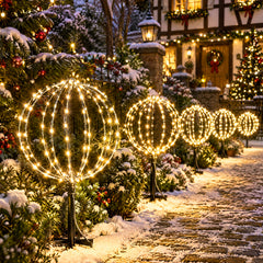 Salcar LED Kugelleuchten Garten Außen 30 cm – 3er Set Metall Leuchtkugeln mit Timer und 8 Lichtmodi