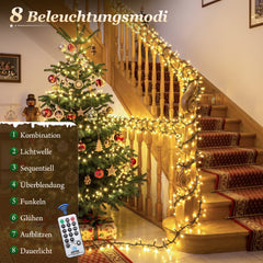 Salcar LED Lichterkette 23 m mit 360 LEDs, Gelb, Fernbedienung, 8 Lichtmodi, 4-stufig dimmbar, 3 Timer, Memory, IP44, 31V für Innen & Außen