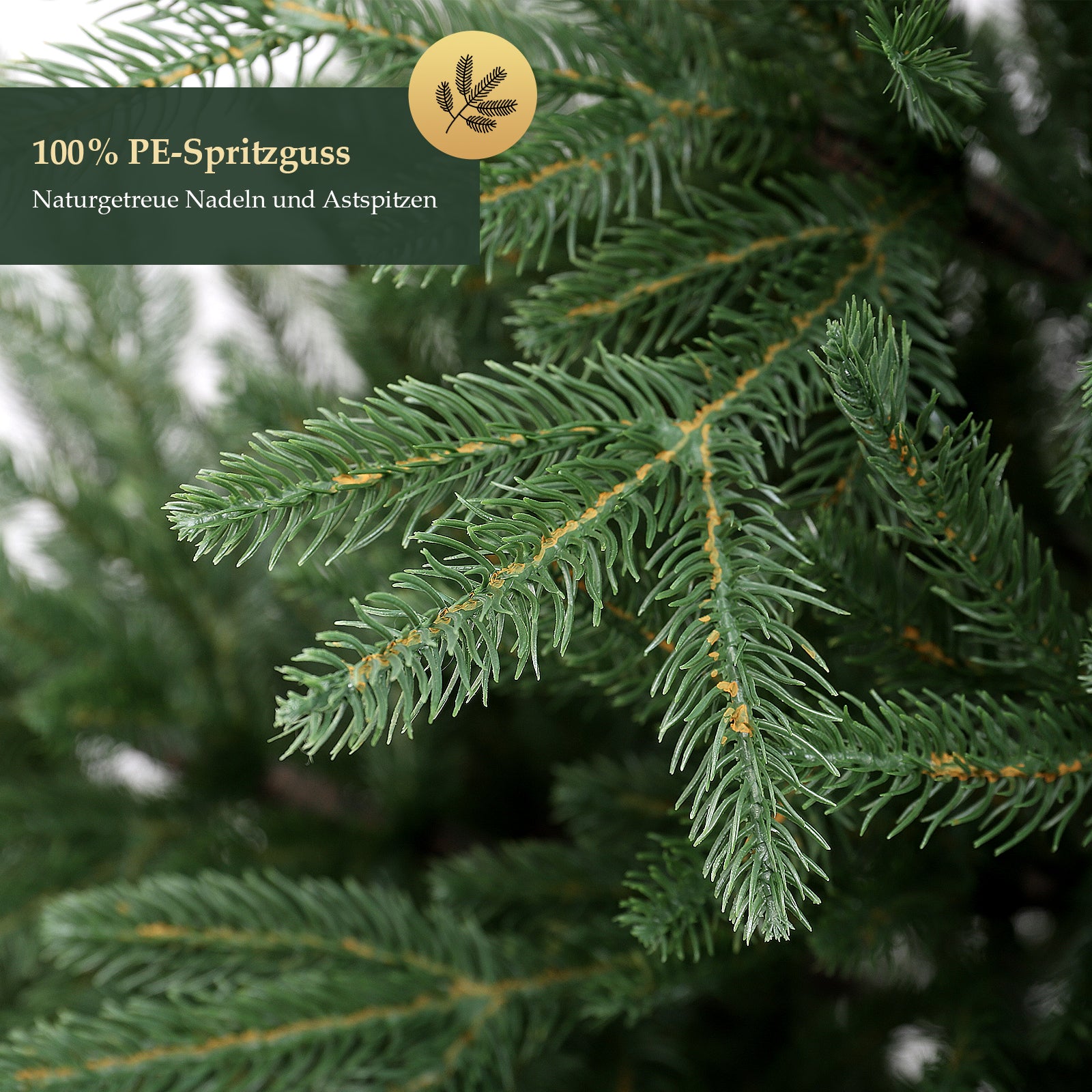 SALCAR Premium Künstlicher Weihnachtsbaum aus 100 % PE Spritzguss – Realistischer Fichtenbaum mit naturgetreuem Stamm, stabilem Holzständer und Aufbewahrungsbeutel – 180 cm / 210 cm