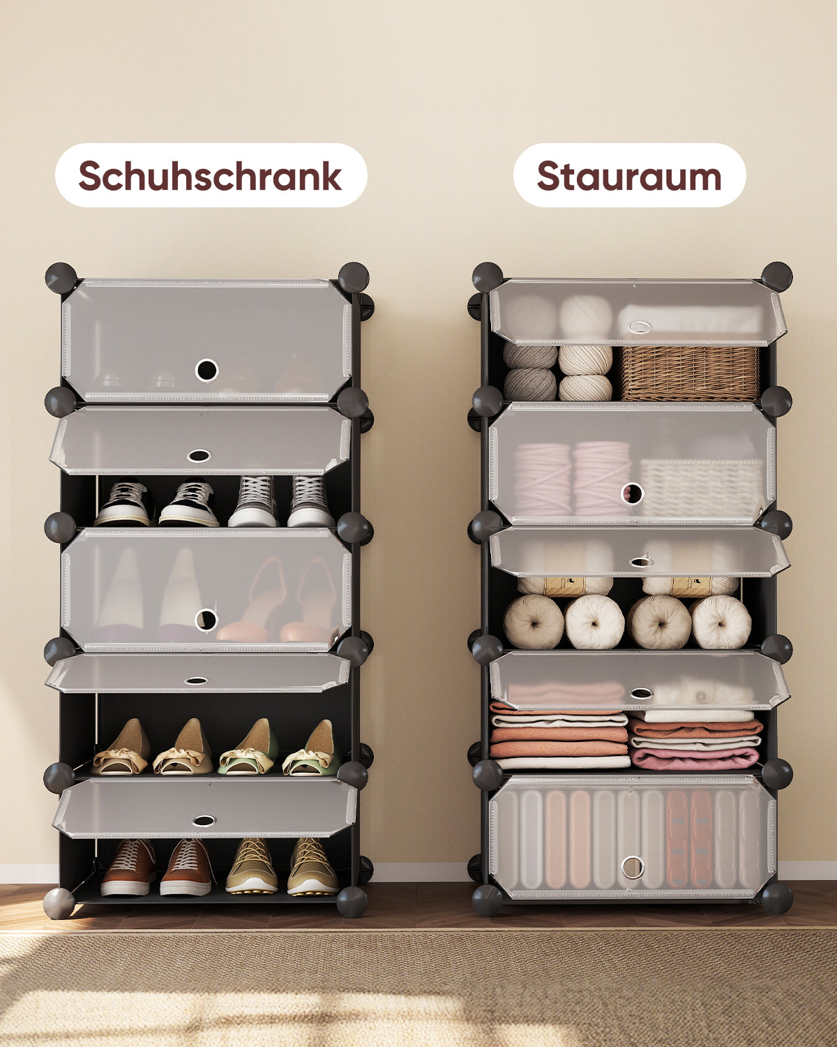 Sekey Schuhschrank mit 10 Fächern – Modularer Schuhorganizer für bis zu 20 Paar Schuhe, stabil & platzsparend, inkl. Hammer & Kippschutz