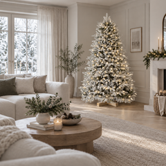 Salcar 180 Artificial Christmas tree with snow, wooden stand, with 908 tips made of PVC and PE