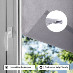 Sekey Verdunklungsrollo ohne Bohren, Klemmfix Seitenzugrollo aus Vliesstoff, 90 % Lichtundurchlässig, Grau