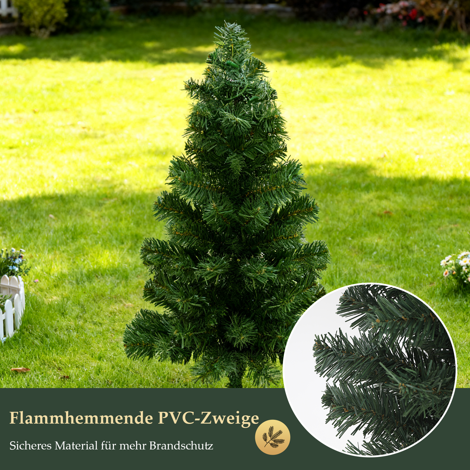 SALCAR 3er-Set Künstlicher Weihnachtsbaum 60 cm mit warmweißer LED-Beleuchtung – PVC Tannenzweige mit Erdspieß, Außenbereich & Gartendeko mit Fernbedienung & Timer