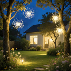 Salcar Solar LED Firework Lights, Warm White – 90 LEDs, IP44 Waterproof, with Hook, Automatic &amp; Flashing Mode, 50 cm Decoration for Garden, Balcony &amp; Christmas