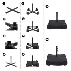 Sekey Sonnenschirm 400 x 220 cm Doppel Sonnenschirm mit Ständer Doppelsonnenschirm Garten Sekey