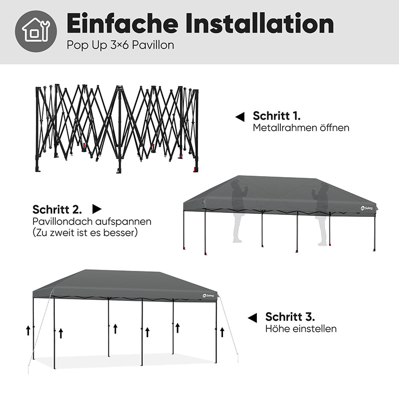 Sekey 300 x 600 cm Faltpavillon mit 6 Sandsack