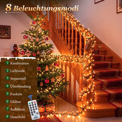 Salcar LED Lichterkette Orange 23 m mit 360 LEDs, Fernbedienung, 8 Lichtmodi, 4-stufig dimmbar, 3 Timer, Memory, IP44, 31V für Innen & Außen