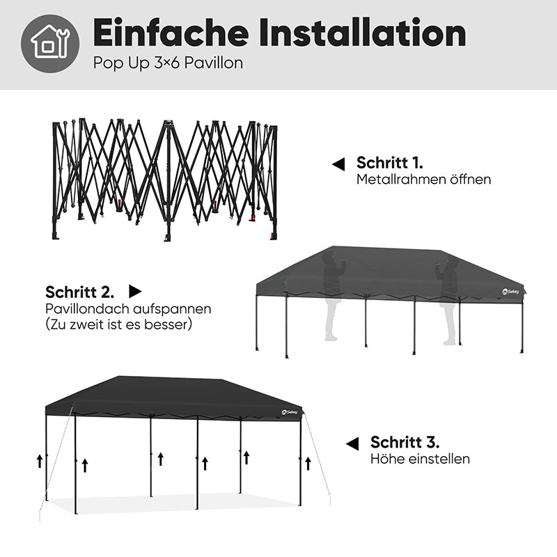 Sekey 300 x 600 cm Faltpavillon mit 6 Sandsack