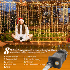 Salcar LED Lichterkette mit 5m/10m/15m/20m Länge – 50–300 LEDs, Fernbedienung, 8 Modi, Timer & IP44 Wasserdicht, für Weihnachtsdeko, Party, Hochzeit, Garten – Warmweiß