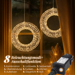 SALCAR LED Lichtkranz Ø45 & Ø55 cm, 720 LEDs, Hängekranz, Weihnachtsdeko Fenster & Tür, 8 Modi, Timer & Memory, IP44 Wasserdicht, Innen & Außen, Warmweiß