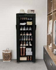 Sekey 9-Tier Shoe Cabinet – Multifunctional Shoe Rack with Dust Protection, Available in 2 Sizes (58 or 85 cm Width), Adjustable Shelves, Easy Assembly, Black
