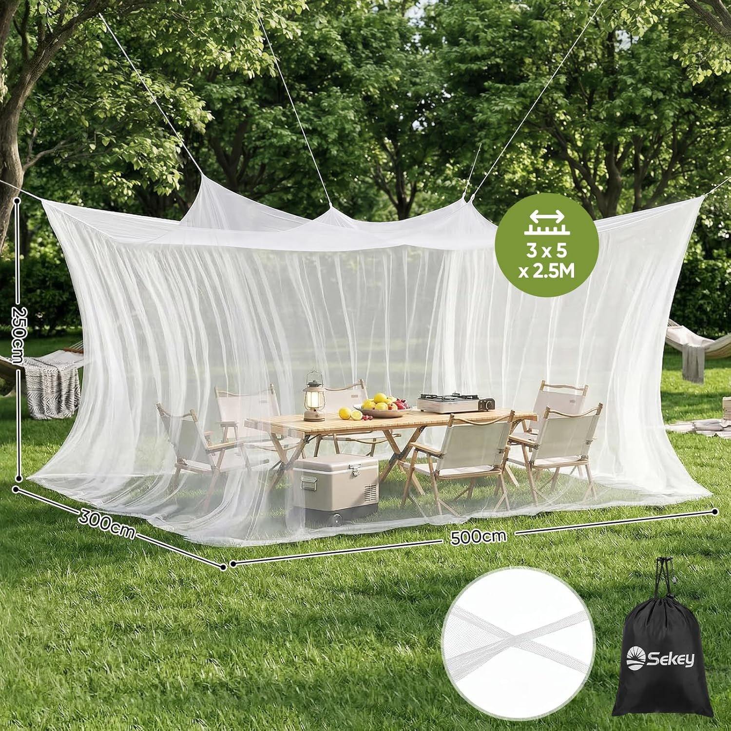 moskitonetz zelt Sekey Moskitonetz 500×300×250 cm – Extra großes 360° Insektenschutznet – sekeymall