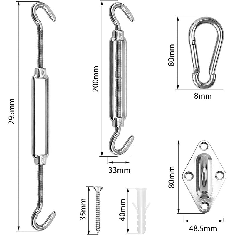 Sekey Sonnensegel Sonnenschutz Befestigungsset Sonnensegel Zubehör für die Montage