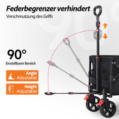 Sunula Folding Wagon 3025 with Extended Loading Area, 150 kg Load Capacity, Extra Long, with Brake, Cup Holders &amp; All-Terrain Tires – For Beach, Camping, Garden, Shopping