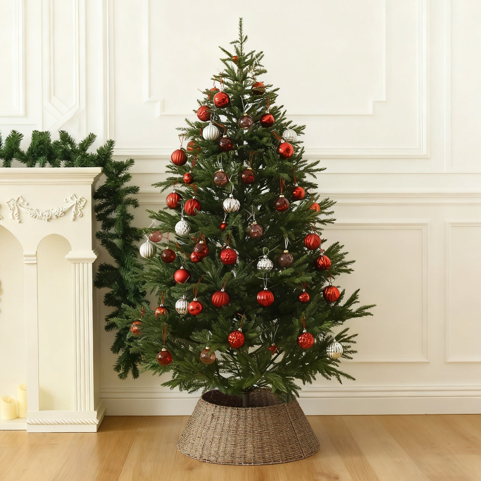 Salcar Weihnachtsbaumdecke aus Seegras – Handgefertigter Weihnachtsbaumrock in Natur, Ø 60 / 68 cm, Stilvolle Abdeckung für den Baumständer