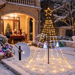 Salcar LED Lichterbaum für Außen mit warmweißen LEDs, 8 Lichtmodi, Timer & Memory, IP44 – 1,8 m / 2 m