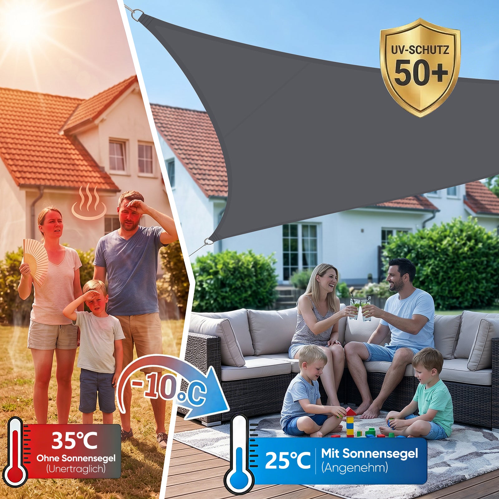 Sunula Sonnensegel 3x3x3m wasserdicht Dreieckig – PES 160g/m² mit heiß – sekeymall