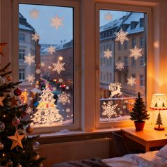 Salcar Christmas Window Cling – Self-adhesive window stickers for winter decoration, visible on both sides, reusable – Christmas trees, snowflakes &amp; reindeer