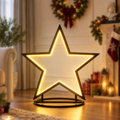 SALCAR LED Garden Stake Star made of Metal – 50 cm Christmas Star with 100 LEDs, Warm White, IP44 Waterproof, Garden Star Light with Ground Spike &amp; Stand, For Indoor &amp; Outdoor Use