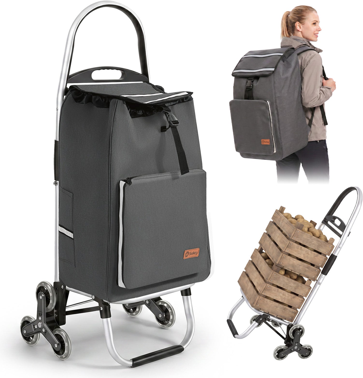 Sekey Einkaufstrolley klappbar 3-in-1 – Einkaufstrolley, Sackkarre & R – sekeymall
