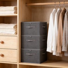 Sekey Aufbewahrungsboxen 3er Set mit Deckel | Stoffboxen 40 × 30 × 25 cm – formstabil, faltbar & vielseitig einsetzbar