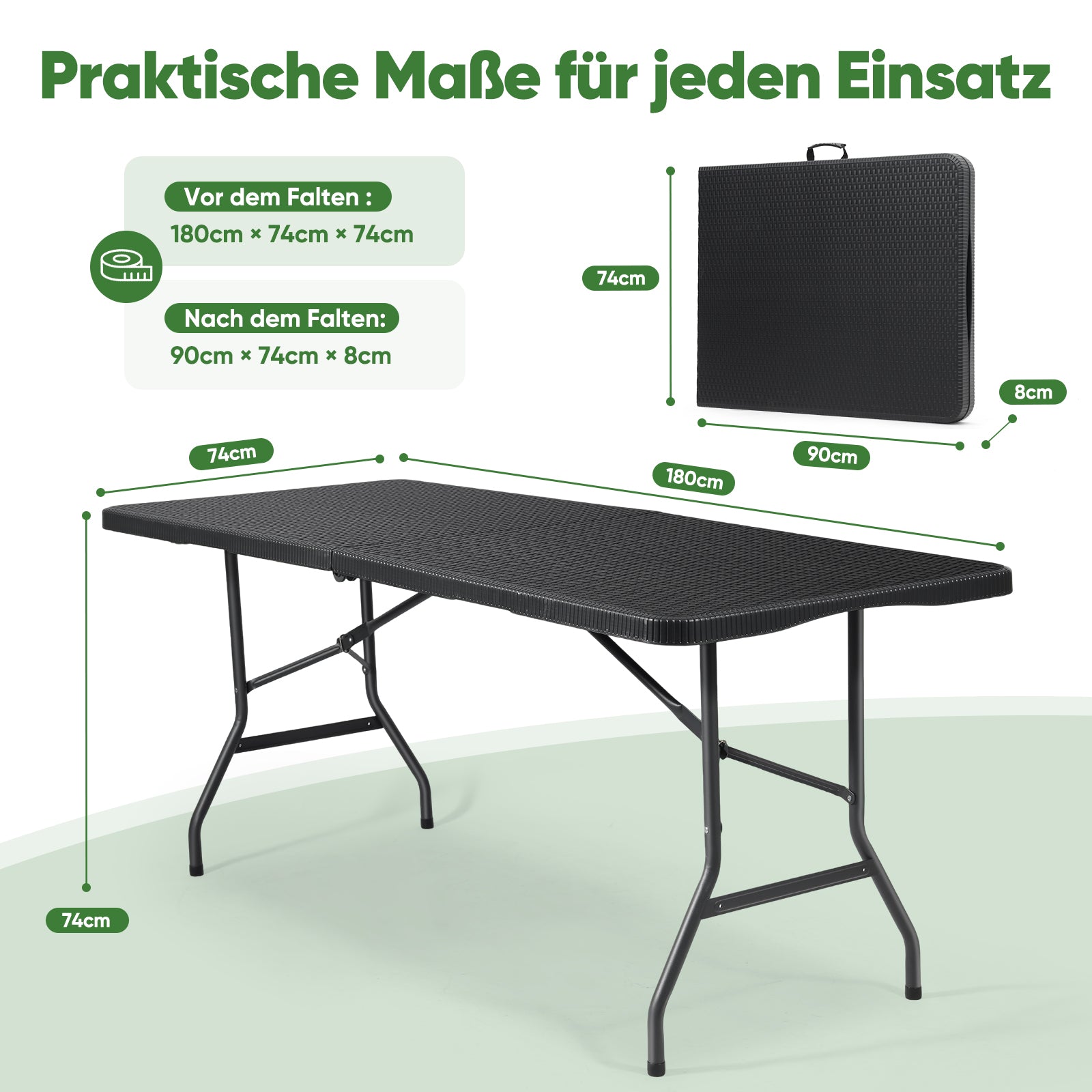 campingtisch klappbar wetterfest Sekey Klapptisch Gartentisch klappbar – Rattan-Optik/Glatt, wetterfest – sekeymall