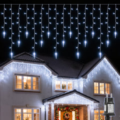 Salcar Eiszapfen Lichterkette 5 m – 200 LEDs Kaltweiß, 8 Modi, Timer & Memory, IP44