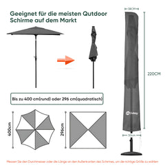Sekey 220 x 30/50 cm protective cover for 400 cm parasol, made of polyester fabric