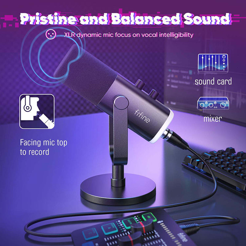 FIFINE XLR Gaming Audio Mixer, individual control