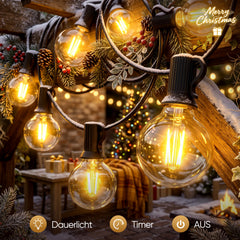 Salcar LED Lichterkette Outdoor – 7 m / 15 m / 23 m, 2700 K Warmweiß, Timer, IP44, Erweiterbar