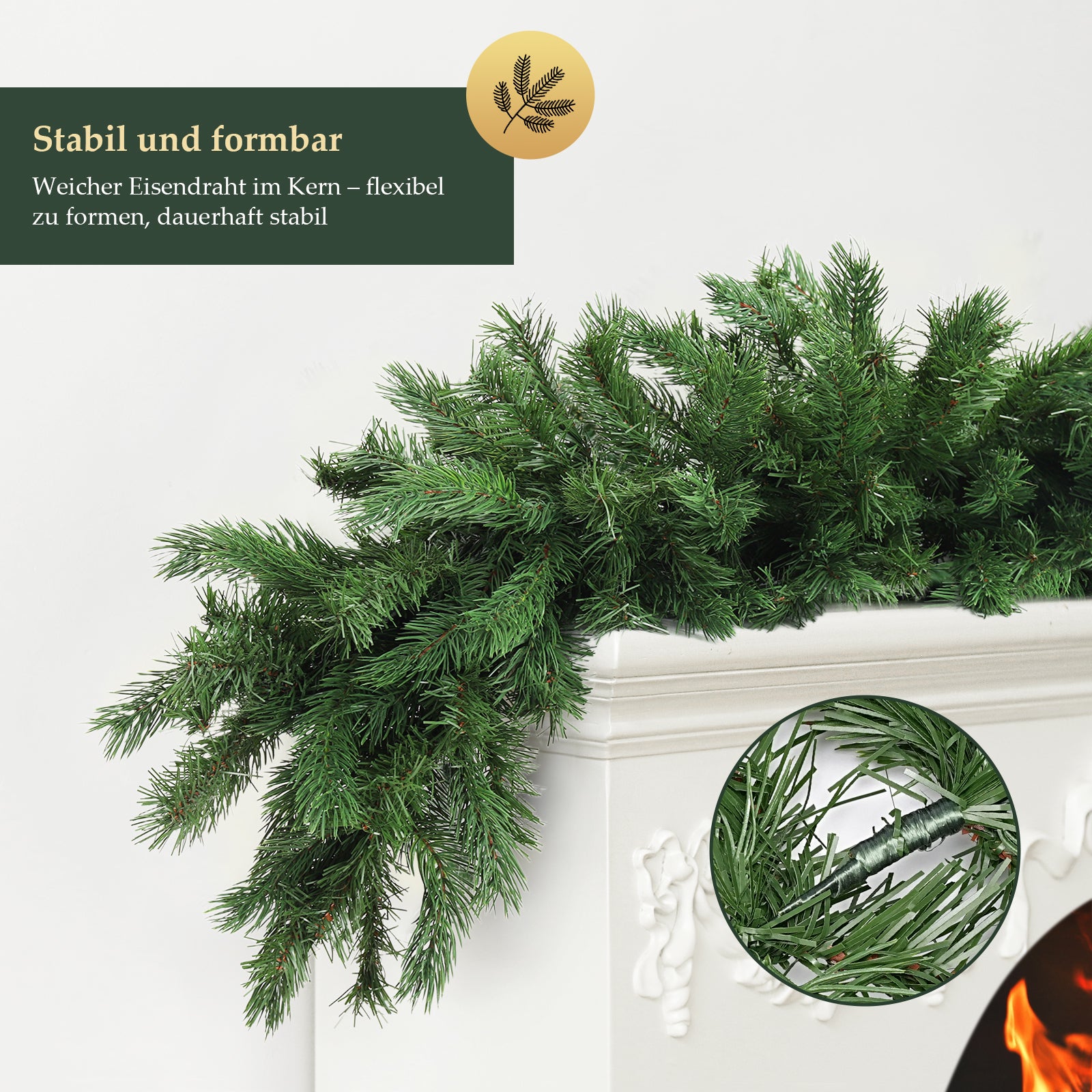 SALCAR Künstliche Weihnachtsgirlande 3 m/5 m – Realistische Tannengirlande aus PE & PVC, Grün, Flexibel, Pflegeleicht & Wiederverwendbar, Für Innen & Außen