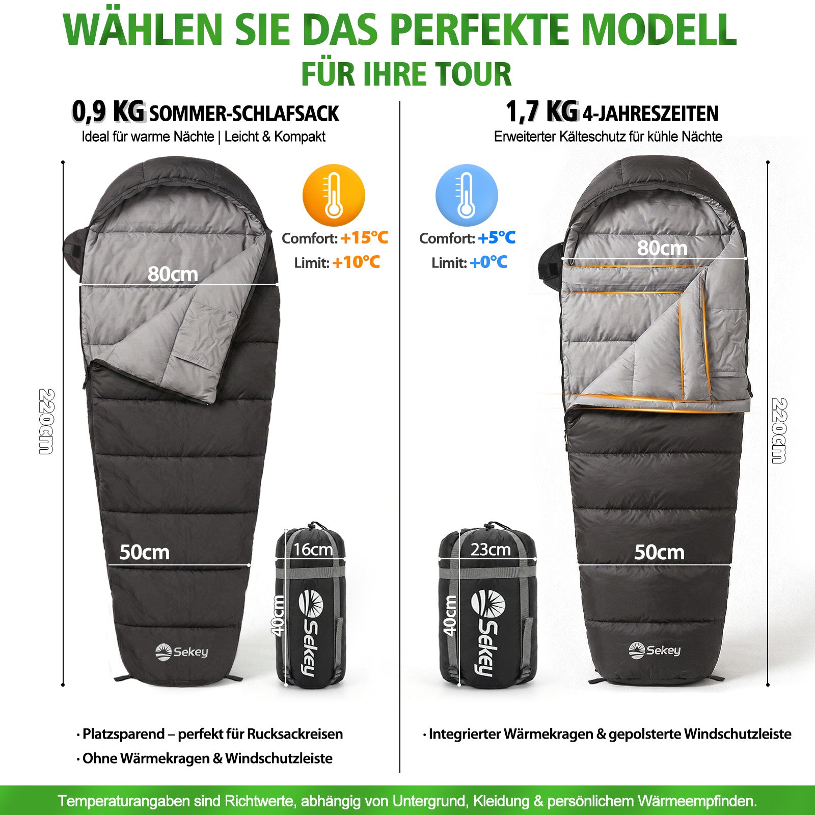 Sekey 4-Jahreszeiten Mumienschlafsack Erwachsene – 1,7 kg Schlafsack m – sekeymall