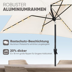 Rectangular parasol 300 x 200 cm garden umbrella with LED solar lighting