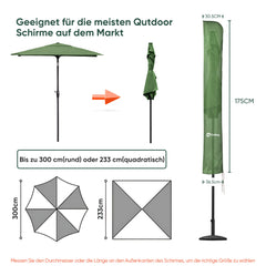 Sekey 175 x 30,5/36,5 cm Schutzhülle für 300 cm Sonnenschirm, aus Polyester-Gewebe