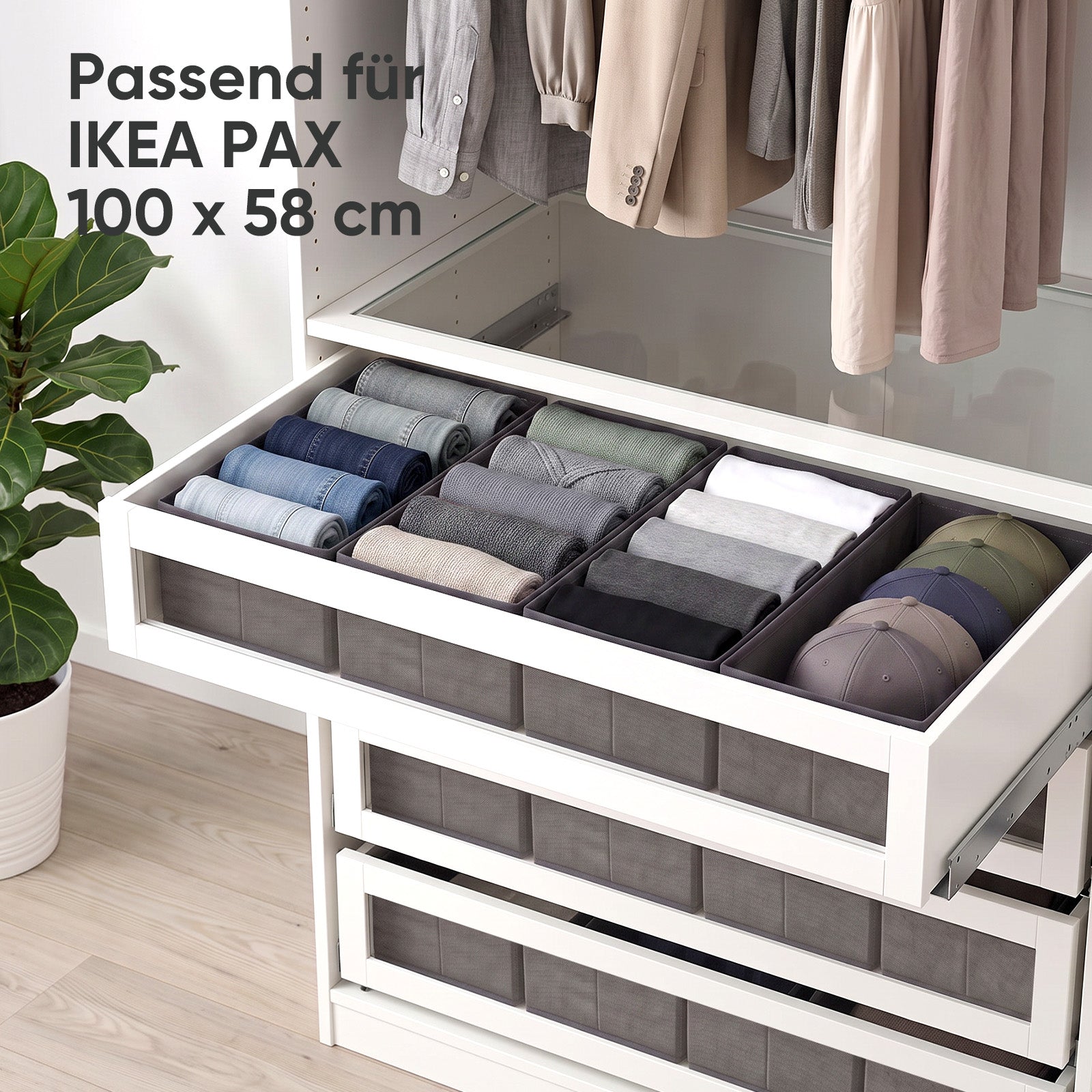 Sekey Schubladen-Organizer 4er Set 22 × 51 × 11 cm – Faltbare Kleiders – sekeymall