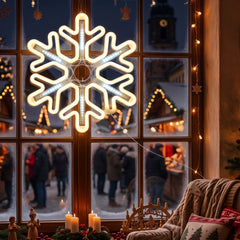 Salcar LED Schneeflocke 45 cm Warmweiß & Kaltweiß – 420 LEDs, IP44, Timer, Weihnachtsdeko