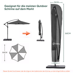 Sekey 265 x 48/70 cm protective cover for 300 cm cantilever umbrella, made of polyester fabric