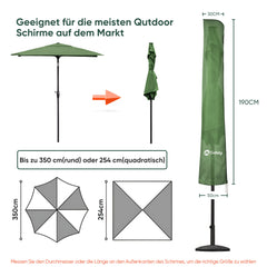 Sekey 190 x 30/50 cm protective cover for 350 cm parasol, made of polyester fabric