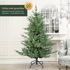 SALCAR Artificial Christmas Tree 150/180/210 cm, 90% PE Injection Molded Premium Fir Tree, Lifelike Christmas Tree with Metal Stand &amp; Gloves – Sealed, Foldable &amp; Reusable