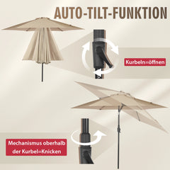 Sekey 270cm parasol with crank, foldable while sitting, sun protection UV50+