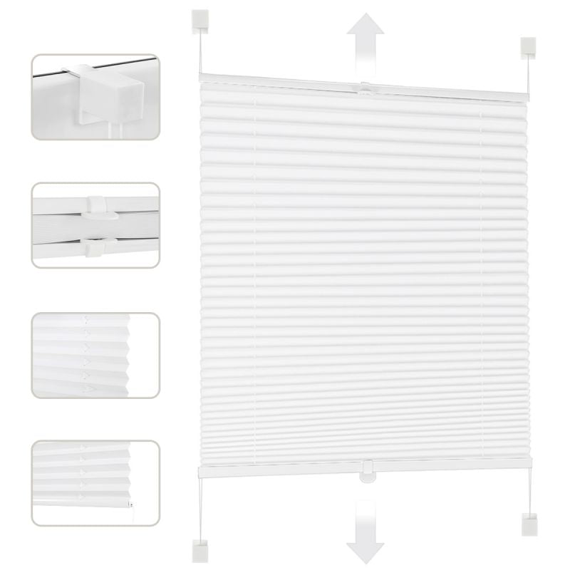 Sekey pleated blinds without drilling, 100% blackout, white