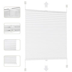 Sekey pleated blinds without drilling, 100% blackout, white