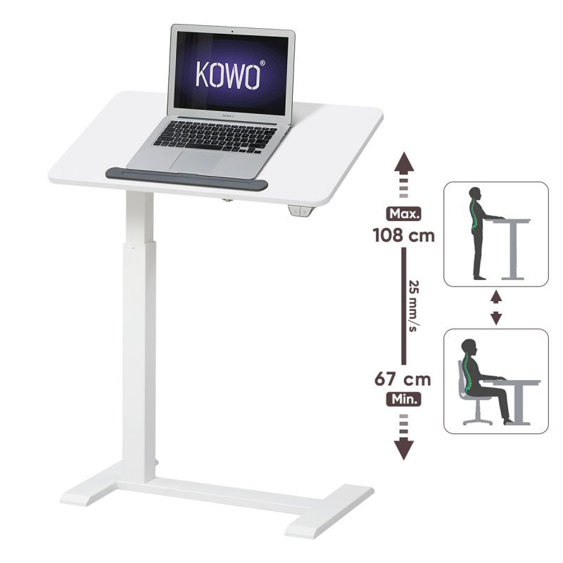 KOWO Elektrischer Höhenverstellbarer Beistelltisch, mit Rädern, C-Form