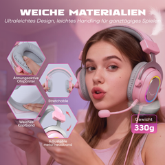 Fifine USB Gaming Headset mit Mikrofon, 3 EQ-Modi und 50mm Treiber, H6