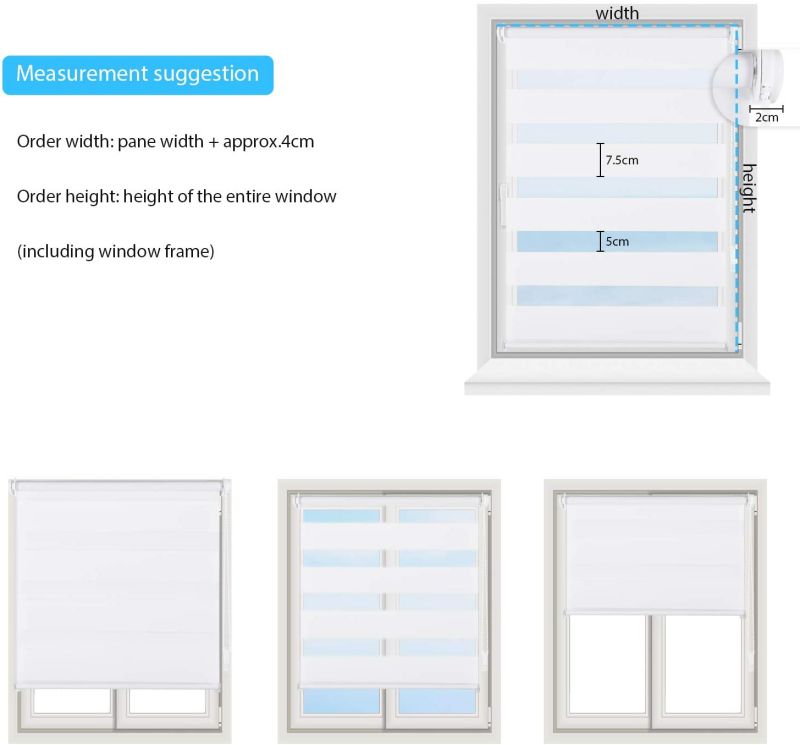 Sekey double roller blind without drilling or with drilling, white