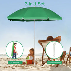 Sekey Sonnenschirm Ø160 cm rund – mit Tragetasche & Bodenhülse, für Balkon & Strand Sekey