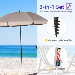 Sekey ∅ 180 cm Strandschirm mit Schutzhülle und Bodenhülse, Sonnenschutz UV50+ Sekey