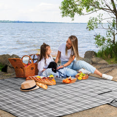 Sekey XXL Picknickdecke 200x200 cm – Waschbare & Schmutzabweisende Camping- und Stranddecke, Faltbar & Gepolstert für Outdoor, Park & Garten Sekey