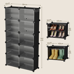 Sekey Schuhschrank Schwarz – Modulares Stecksystem, stabil & platzsparend, ideal für Flur & Kleiderschrank