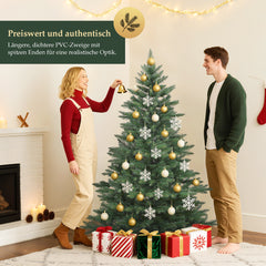 Salcar Künstlicher Weihnachtsbaum mit Holzständer, 150/180/210 cm, Realistischer PVC Christbaum, Pflegeleicht & Hochwertige Weihnachtsdekoration für Innenräume